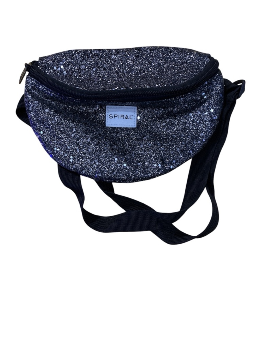 Spiral Black Glitter Crossbody Belt Bag
